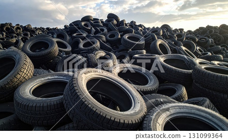 AI Image: Piles of discarded tires AI Image: Piles of discarded tires 131099364