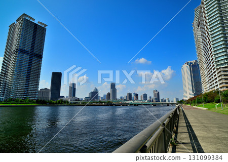 Urban Dock Park City Toyosu seen from Harumibashi Park Urban Dock Park City Toyosu seen from Harumibashi Park 131099384