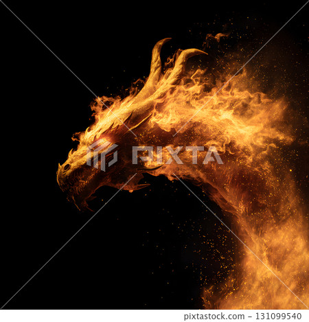 一幅畫著火焰的龍的插圖。這是一條威力強大的火龍圖案。 一幅畫著火焰的龍的插圖。這是一條威力強大的火龍圖案。 131099540