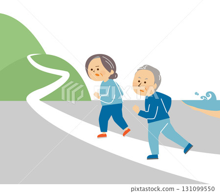 Tsunami evacuation people illustration Tsunami evacuation people illustration 131099550