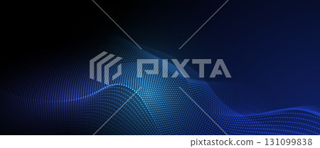 Vector abstract dynamic, wave particle and dot. Illustration technology background with dynamic mesh, flow particles design for banner, wallpaper. High tech, digital datum network and science concept 131099838