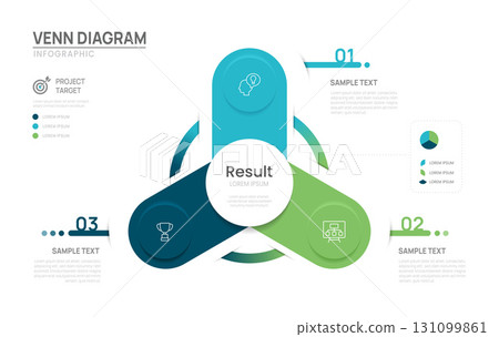 Venn diagram business infographic chart template 3 steps options, presentation with venn diagram elements vector illustration. Venn diagram business infographic chart template 3 steps options, presentation with venn diagram elements vector illustration. 131099861