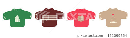 可愛的毛衣插圖，聖誕色彩，手繪 131099864