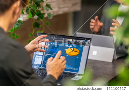 General affairs, accounting, office work, sales work, general work, management dashboard, table, graph, 2 people 131100517