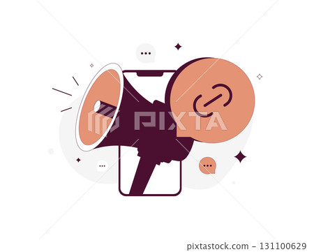 Affiliate promotion with refer a friend program. Referral marketing tools driving affiliate referrals and social media marketing growth for online business engagement and sales vector illustration 131100629