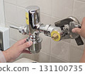 Toilet flush valve replacement status Construction photo 02 131100735