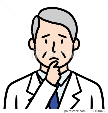 資深男醫師科學家研究員身穿白大褂的思考姿勢圖標 131100822