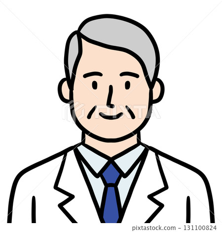 Senior male doctor scientist researcher icon in white coat 131100824