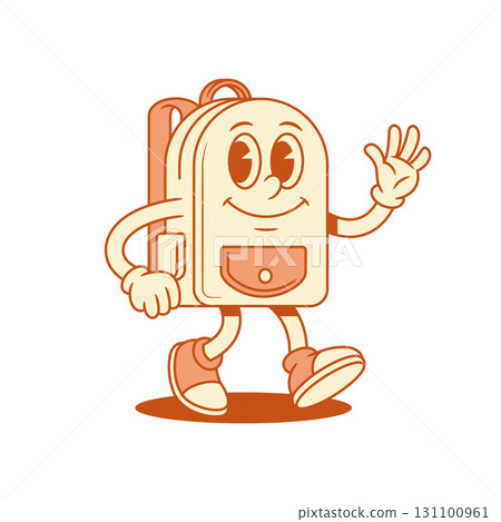 Cute funny schoolbag back to school cartoon character greeting isometric vector illustration Cute funny schoolbag back to school cartoon character greeting isometric vector illustration 131100961