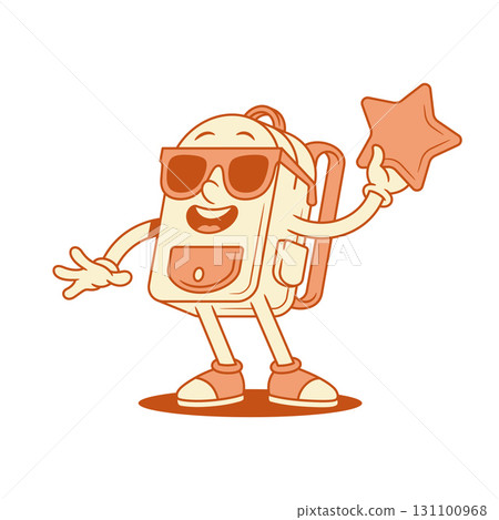 Cool schoolbag back to school cartoon character with star isometric vector illustration Cool schoolbag back to school cartoon character with star isometric vector illustration 131100968