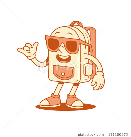 Cheerful schoolbag back to school cartoon character relax isometric vector illustration Cheerful schoolbag back to school cartoon character relax isometric vector illustration 131100973
