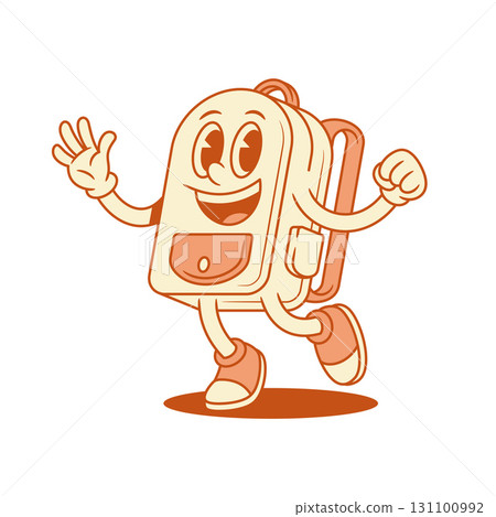 Overjoyed schoolbag back to school cartoon character motivation isometric vector illustration Overjoyed schoolbag back to school cartoon character motivation isometric vector illustration 131100992