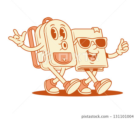 Funny schoolbag and book friends back to school cartoon character isometric vector illustration Funny schoolbag and book friends back to school cartoon character isometric vector illustration 131101004