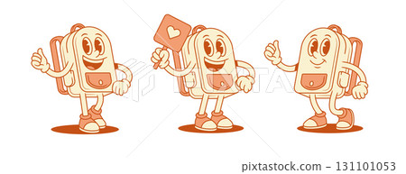 Happy positive schoolbag backpack cartoon character set isometric vector illustration Happy positive schoolbag backpack cartoon character set isometric vector illustration 131101053