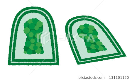 Illustration of a keyhole-shaped tomb - Vector image of the grave of a powerful person from the Kofun period in Japan 131101130