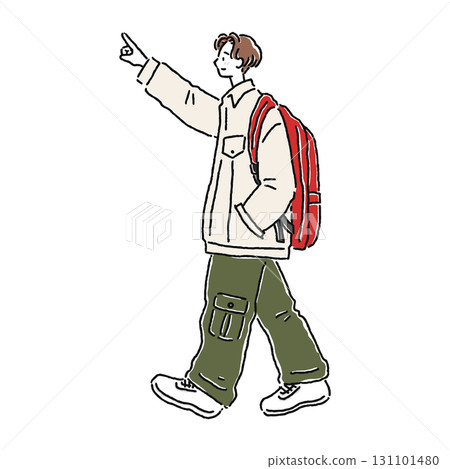 Man walking while pointing / Color 131101480