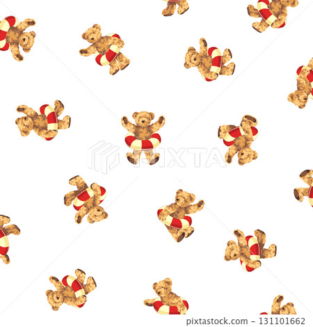 A cute and realistic bear pattern holding a swim ring. A cute and realistic bear pattern holding a swim ring. 131101662