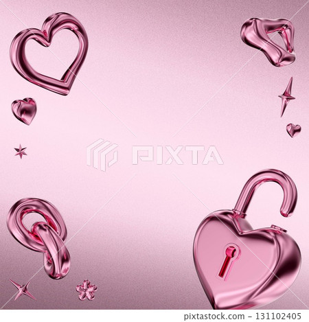 metal chrome pink 3D object banner 131102405