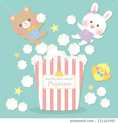 Popcorn and cute animals illustration Popcorn and cute animals illustration 131102491