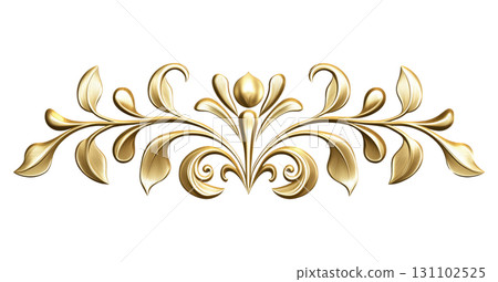 Golden Floral Decorative Element 131102525