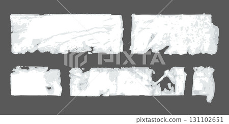 Several white ripped paper posters with glue residues on the wall bg Several white ripped paper posters with glue residues on the wall bg 131102651