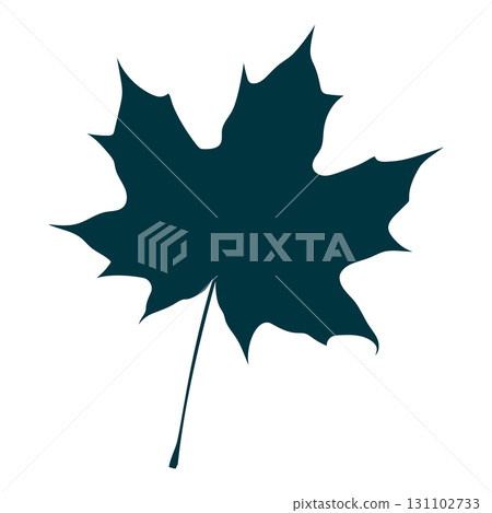 Hand-drawn maple leaf silhouette isolated on white background. Flat style vector illustration.  131102733