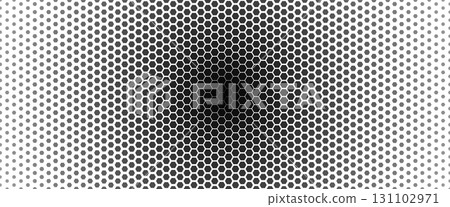 Hexagon pattern, circular gradient center background, symbolizing cosmic energy, AI, blockchain, cyber security, futuristic business innovation for technology, astronomy or research. Vector backdrop 131102971