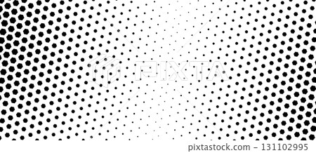 Abstract hexagon honeycomb halftone gradient pattern in black and white. Futuristic geometric background for tech science presentations, dynamic athletic competition branding. Vector illustration Abstract hexagon honeycomb halftone gradient pattern in black and white. Futuristic geometric background for tech science presentations, dynamic athletic competition branding. Vector illustration 131102995