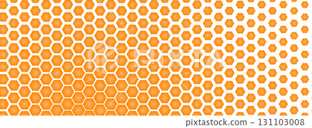Orange honeycomb hexagon pattern with radial gradient for medical pharmacy science eco food product or modern technology, AI, blockchain, digital innovation and corporate design. Vector illustration Orange honeycomb hexagon pattern with radial gradient for medical pharmacy science eco food product or modern technology, AI, blockchain, digital innovation and corporate design. Vector illustration 131103008