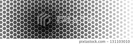 Abstract hexagon honeycomb horizontal background gradient depth effect for tech, AI, blockchain, business innovation, science, biology, corporate presentation or web interface. Vector illustration Abstract hexagon honeycomb horizontal background gradient depth effect for tech, AI, blockchain, business innovation, science, biology, corporate presentation or web interface. Vector illustration 131103010