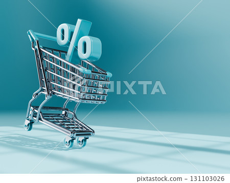 Shopping cart Sale SIGN percent 3D Shopping cart Sale SIGN percent 3D 131103026