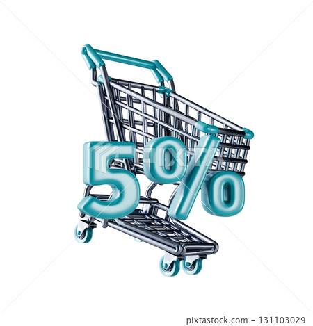 Shopping cart Sale 5 percent 3D Shopping cart Sale 5 percent 3D 131103029
