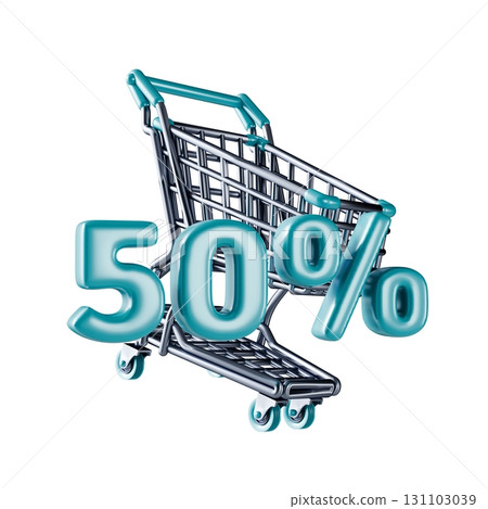 Shopping cart Sale 50 percent 3D 131103039