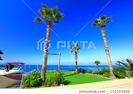 [Hyogo Prefecture] Clear skies on Awaji Terrace (swing on the cape) 131103088