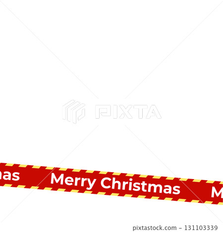 Merry Christmas Tape Banner With Holiday Red Ribbon Design. Great For Gift Wrapping, Package Decoration, Website Banners, Posters, Branding And Ads. Vector Illustration. 131103339