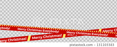 Vibrant Red Happy Xmas Tape With Bold Typography For Holiday Packaging, Gift Wrapping, Seasonal Advertising, And Festive Branding Projects. Vector Illustration. 131103383