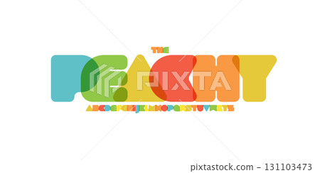 Colorful chunky alphabet, playful font for candy logo, kids toy game headline, juicy lollypop typography, bright gummy typographic design. Fun primitive shape letters. Vector typeset. 131103473