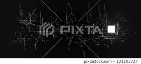 AI artificial intelligence background. Digital cyber circuit with microchip, CPU, GPU, data system, futuristic network design for tech, research, machine learning. Microprocessor BG. Vector backdrop 131103727