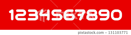 Sport numeric font, dynamic football team numbers letters alphabet, bold rounded jersey typography. Numeric symbol set for sportswear design, modern soccer league typography. Vector typeset 131103771
