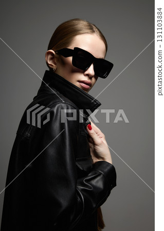 portrait of Beautiful young woman in sunglasses 131103884