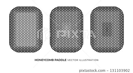 Hexagon pattern, honeycomb background, bee honey comb texture. Hive tiles backdrop. Lace cell net surface. Black Line Beehive BG for pickleball paddles game. Vector illustration 131103902