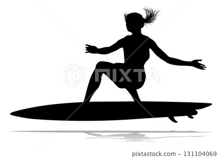 Woman Surfer Surfboard Female Surfer Silhouette Woman Surfer Surfboard Female Surfer Silhouette 131104069
