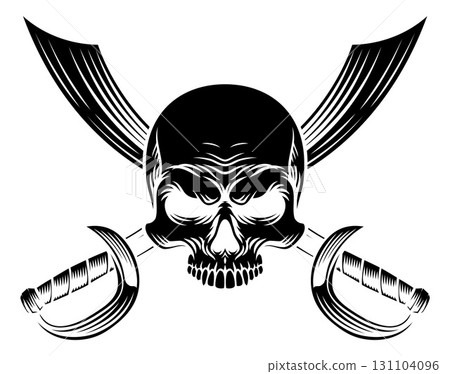 Skull Pirate Crossbones Cross Cutlass Swords 131104096