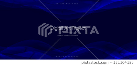 Wavy Blue Background With Gradient Flowing Lines and Liquid Texture. Perfect for Technology or Business Design, Digital Conference and Tech Forum BG, AI science webinar cover. Vector backdrop 131104183