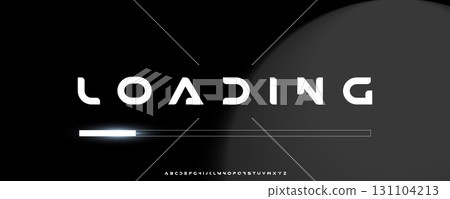 Modern Loading Typography with Rounded Tech Letters and Light Bar Progress, Ideal for Software UI, Network Boot Screens, or System Upgrade Promos. Smooth Futuristic Display Font. Vector Illustration. Modern Loading Typography with Rounded Tech Letters and Light Bar Progress, Ideal for Software UI, Network Boot Screens, or System Upgrade Promos. Smooth Futuristic Display Font. Vector Illustration. 131104213