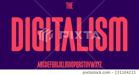 Tall narrow alphabet, bold rounded sans serif lettering, futuristic tech font for EDM logo, cyber sport headline, digital interface, modern display typography, vector typeset 131104215