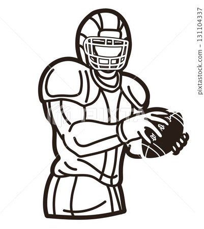 American Football Player Action Cartoon Outline Sport Graphic Vector 131104337