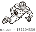 American Football Player Action Cartoon Outline Sport Graphic Vector 131104339