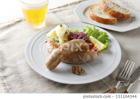 Grilled sausages and ice-cold beer Grilled sausages and ice-cold beer 131104344