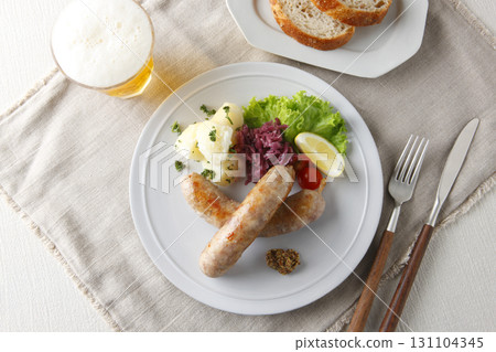 Grilled wieners and beer 131104345